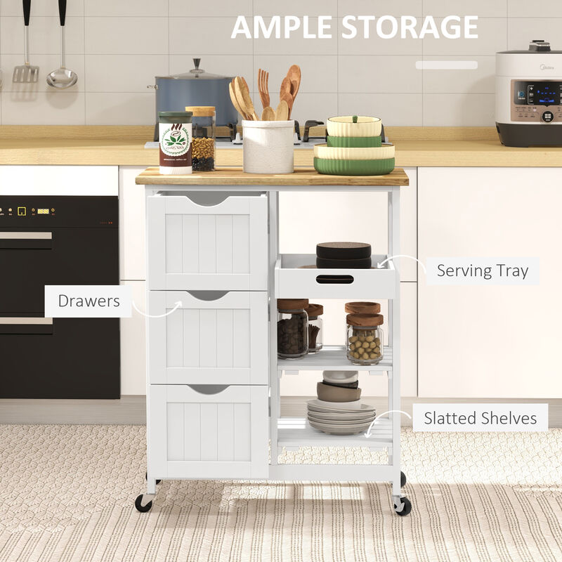 Hivvago Kitchen Island Cart with Wood Top and Storage Shelves image number 3