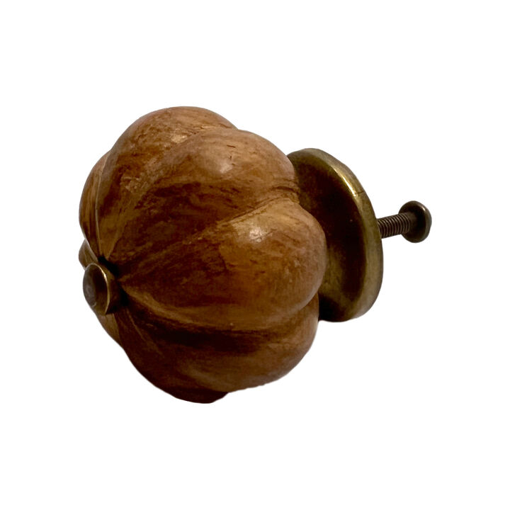 HomeRoots Set of Six Brown Floral Knob Wood Drawer Pull Knobs