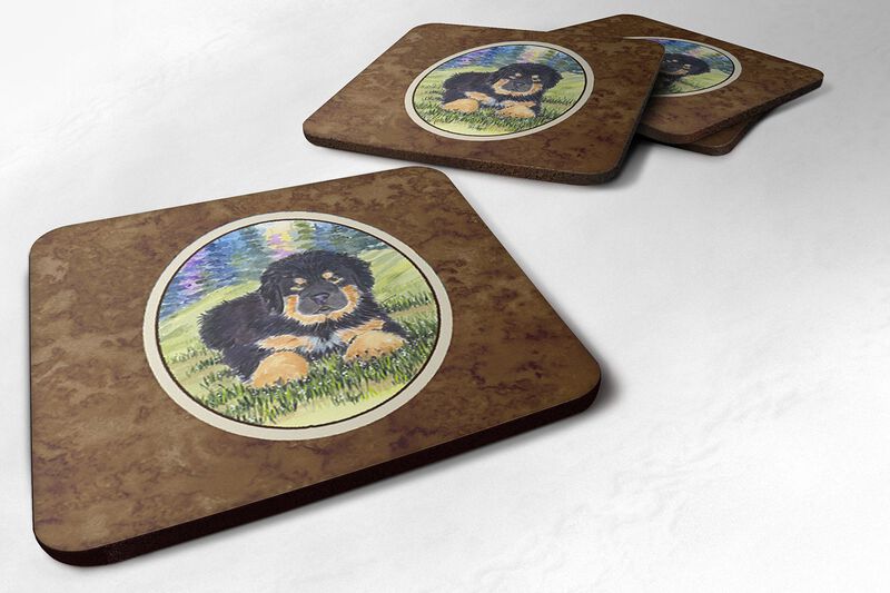 Caroline's Treasures SS1037FC Tibetan Mastiff Foam Coasters (Set of 4), 3.5 H x 3.5 W, Multicolor