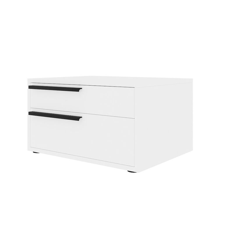 Casabianca Home Carter Left Nightstand In White High Gloss With Black Handles