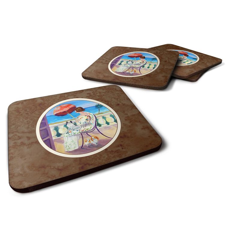 Caroline's Treasures 7260FC Lady With Her Japanese Chin Foam Coasters (Set of 4), 3.5, Multicolor image number 0