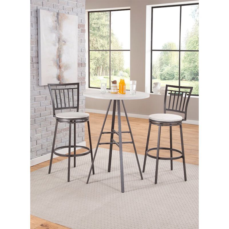 Stockton Round Pub Table - Slate Grey - White Oak Top