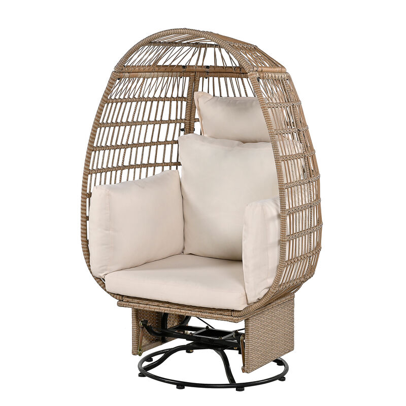 Merax Egg-shape Outdoor Swivel Chair with Cushions