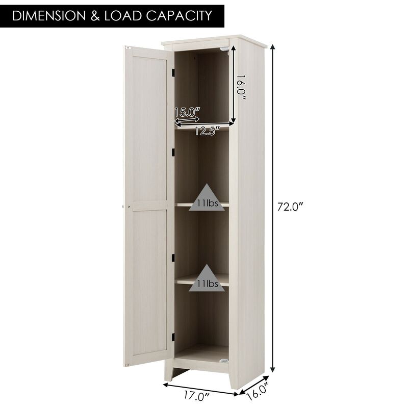 Bathroom Linen Tower with Storage Shelves, Slim Freestanding Cabinet