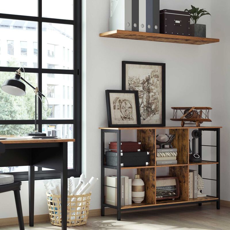 Modern Bookcase with 6 Storage Cubes for Elegant Organization