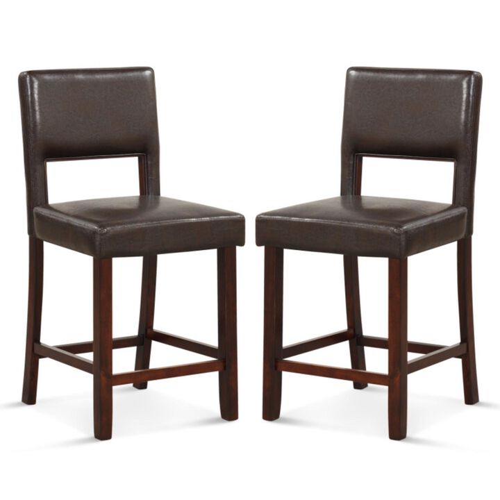 Hivvago 2 Piece Bar Chair Set with Hollowed Back and Rubber Wood Legs