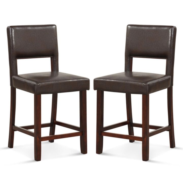 Hivvago 2 Piece Bar Chair Set with Hollowed Back and Rubber Wood Legs
