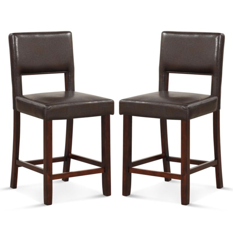 Hivvago 2 Piece Bar Chair Set with Hollowed Back and Rubber Wood Legs
