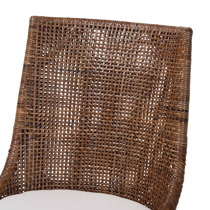 bali & pari Bella Rattan Dining Chair with Cushion - Handwoven Wicker Accent Side Chair with High Backrest, Coastal Boho Seating for Kitchen or Dining Area, Coffee Bean image number 4