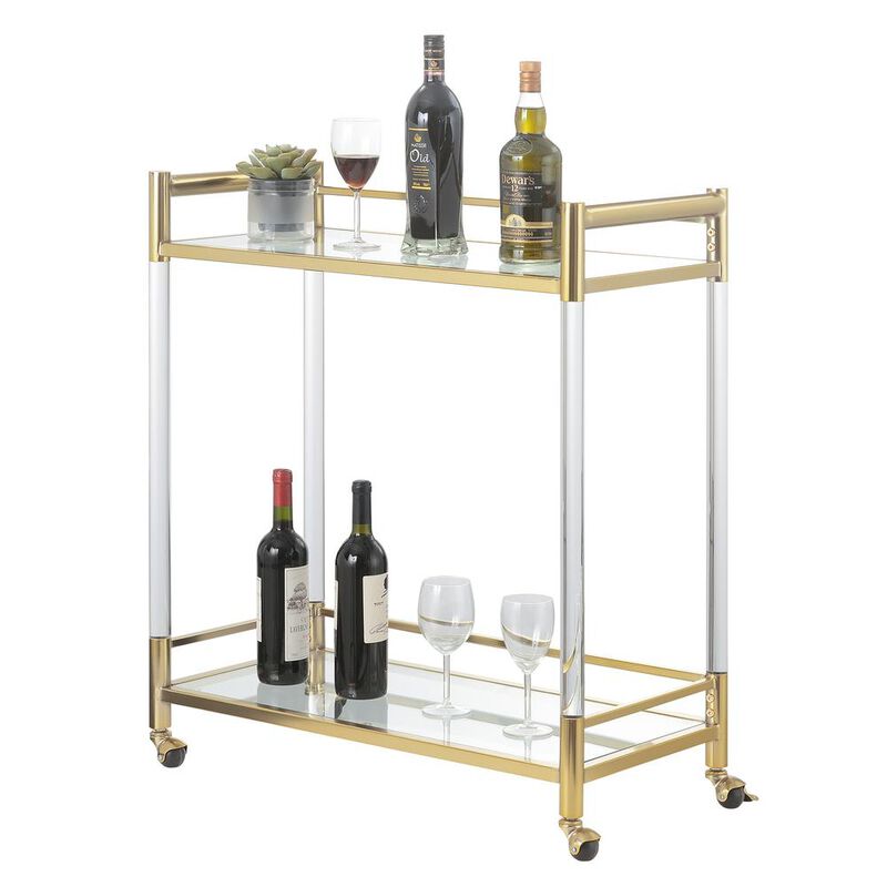 Convenience Concepts Royal Crest 2 Tier Acrylic Glass Bar Cart