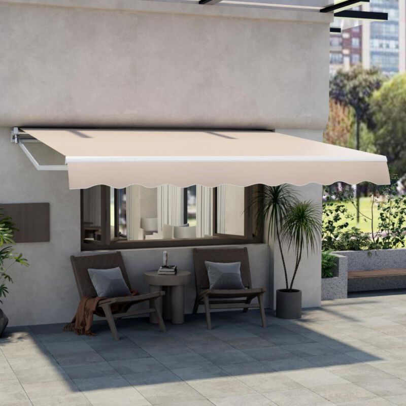 Hivvago 12 x 10 Feet Retractable Patio Awning Aluminum Sunshade Shelter