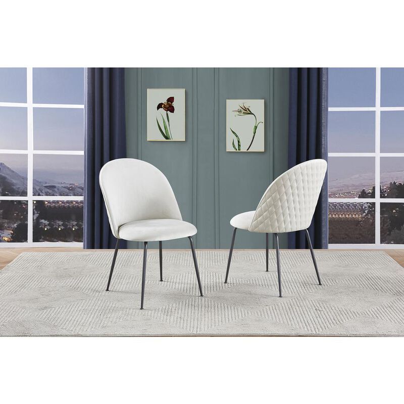 Best Quality Furniture Beige Velvet Upholstered Side Chairs (Set Of 2)