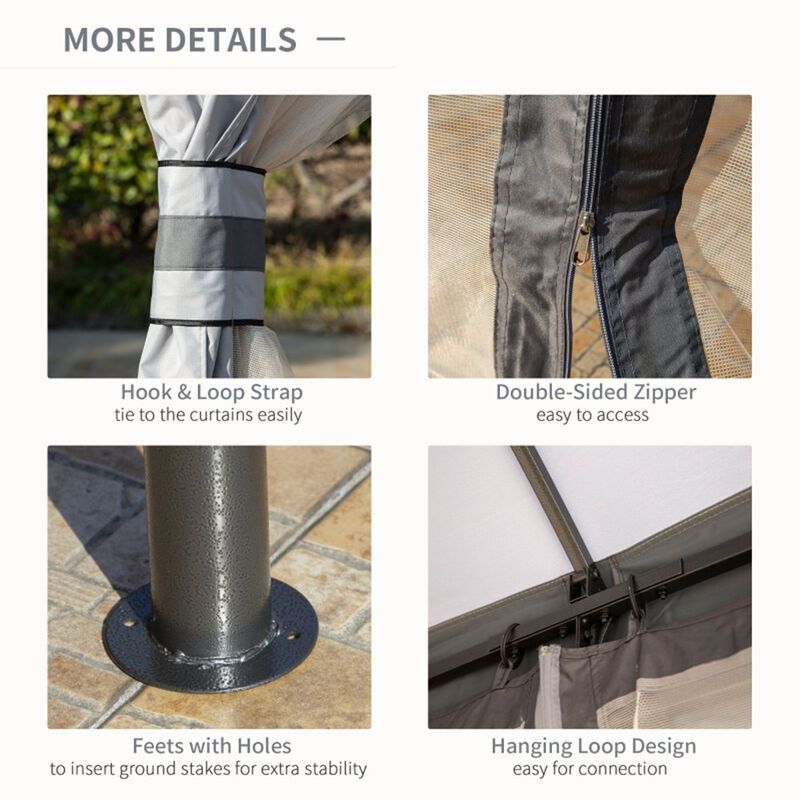 Heavy-Duty Outdoor Gazebo with Mosquito Netting for Backyard