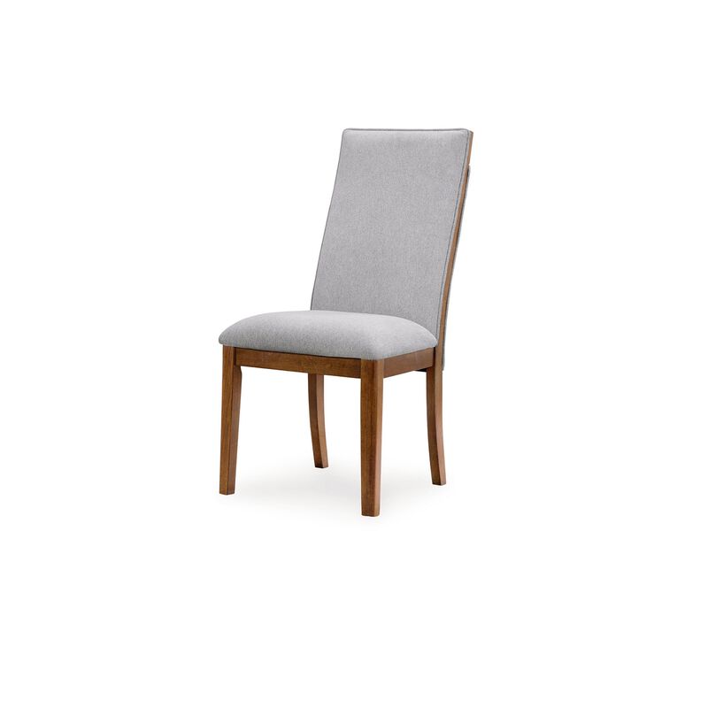 Jeyn Dining Side Chair Set of 2, Solid Hardwood, Light Gray Polyester - Benzara