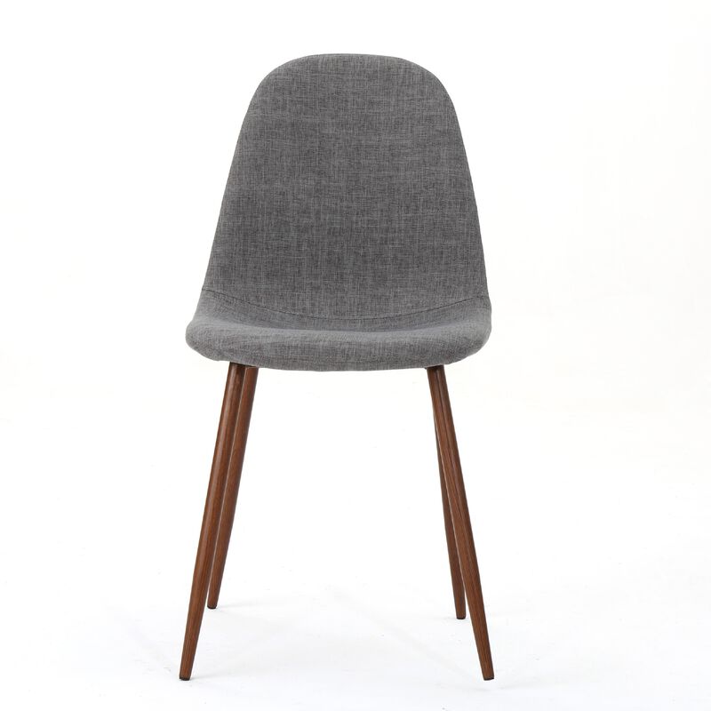 Dining Chair Set of 2, Light Gray Seat and Back Cushion, Brown Metal image number 1