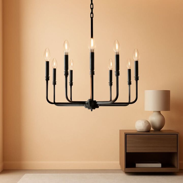 ShipItFurniture Black Farmhouse 9-Light Chandelier 28"
