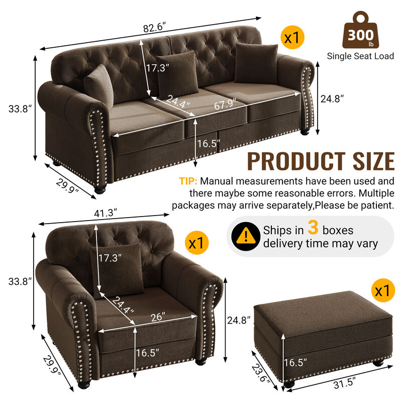Upholstered Velvet Sofa 4 Seat image number 3