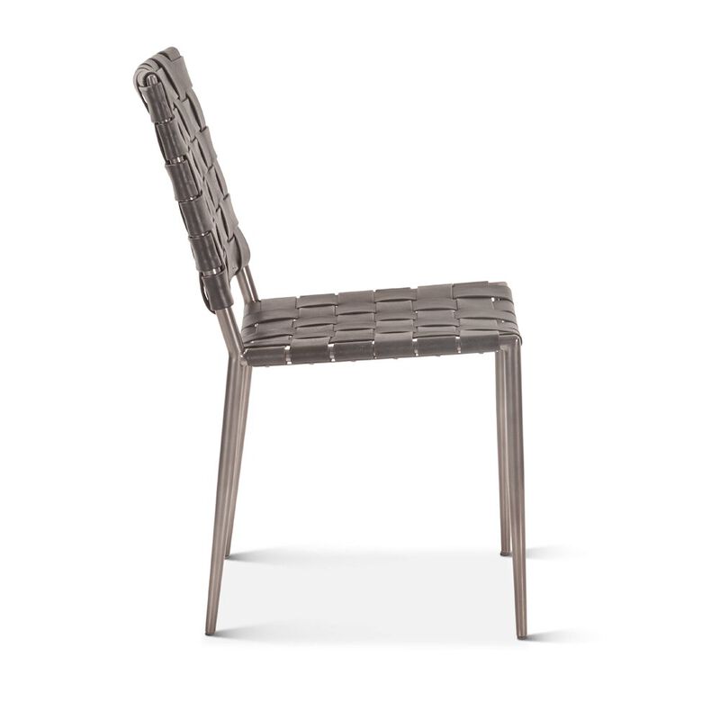 World Interiors Lund Dining Chair in Black Buffalo Leather and Iron
