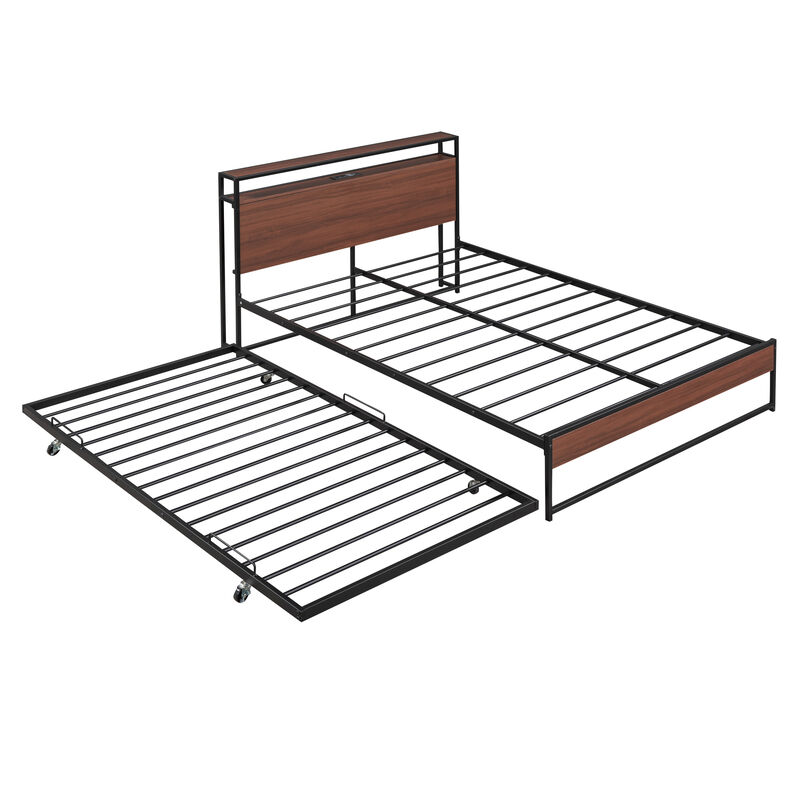 Merax Metal Platform Bed Frame with Trundle