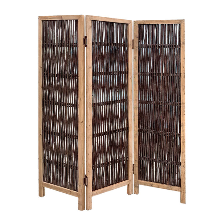 3-Panel Kirkwood Room Divider with Interconnecting Branches for Natural Home Decor