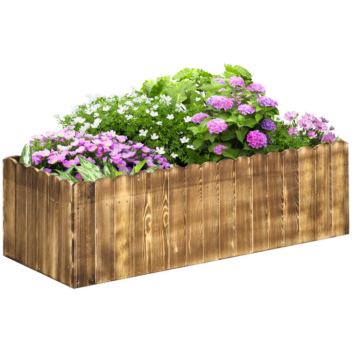 Outsunny 40" x 16" x 12" Raised Garden Bed, Raised Planter Box, Wooden Planter Raised Bed with Drainage Gaps & Lightweight Build, Natural Wood