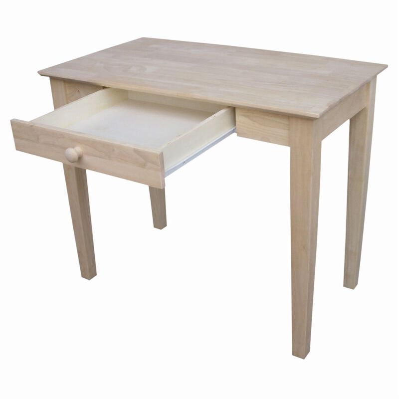 Rustic Unfinished Solid Wood Laptop Desk with Storage Drawer