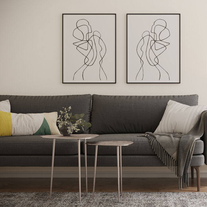 Shelton Contemporary 20 inch Wide Metal 2 Pc Metal Nesting Table in Nickel