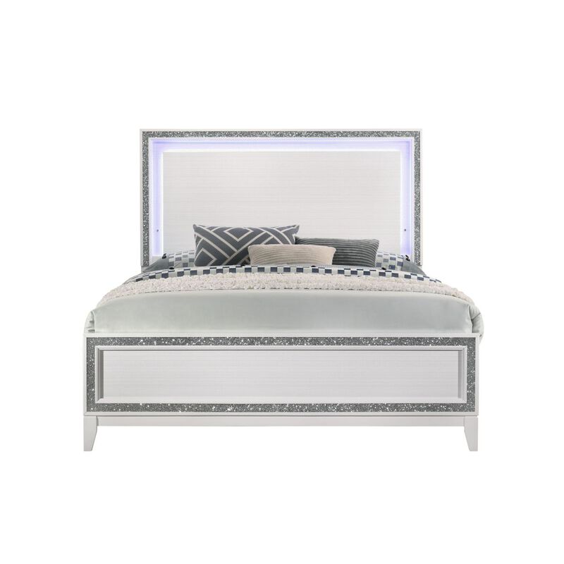Haiden Eastern King Bed, LED & White Finish