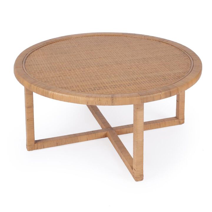 Butler Specialty Captiva Round Rattan Coffee Table, Natural