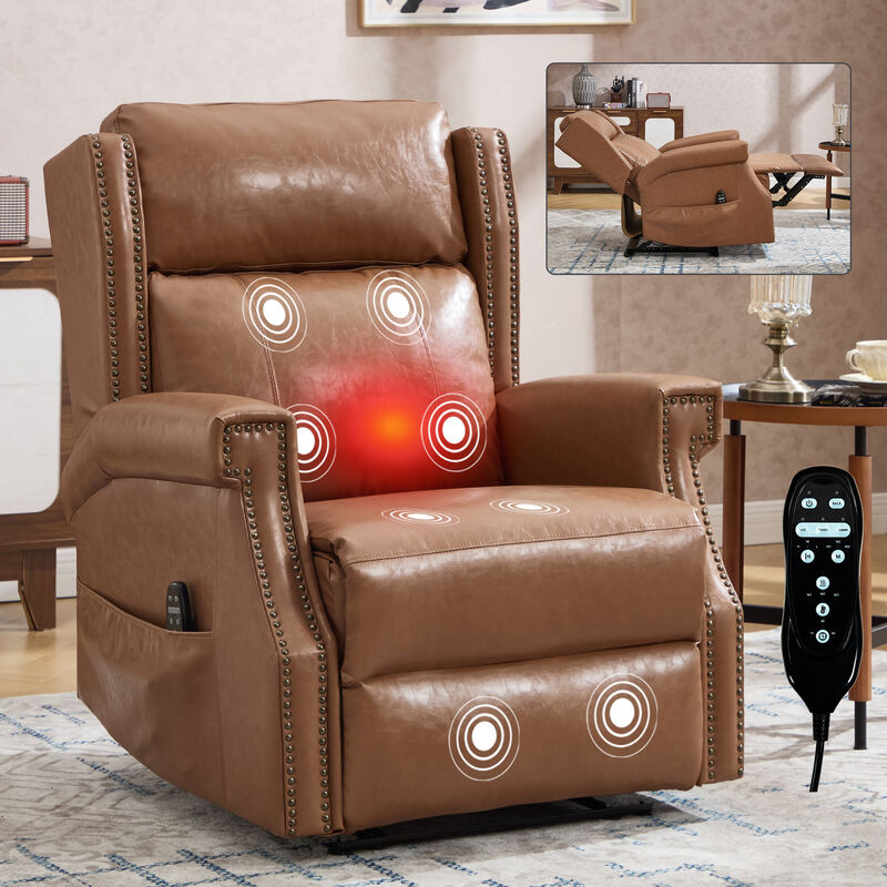 Faux Leather Manual Recliner Chair with Heavy Duty Motion Mechanism And 3 Massage Modes