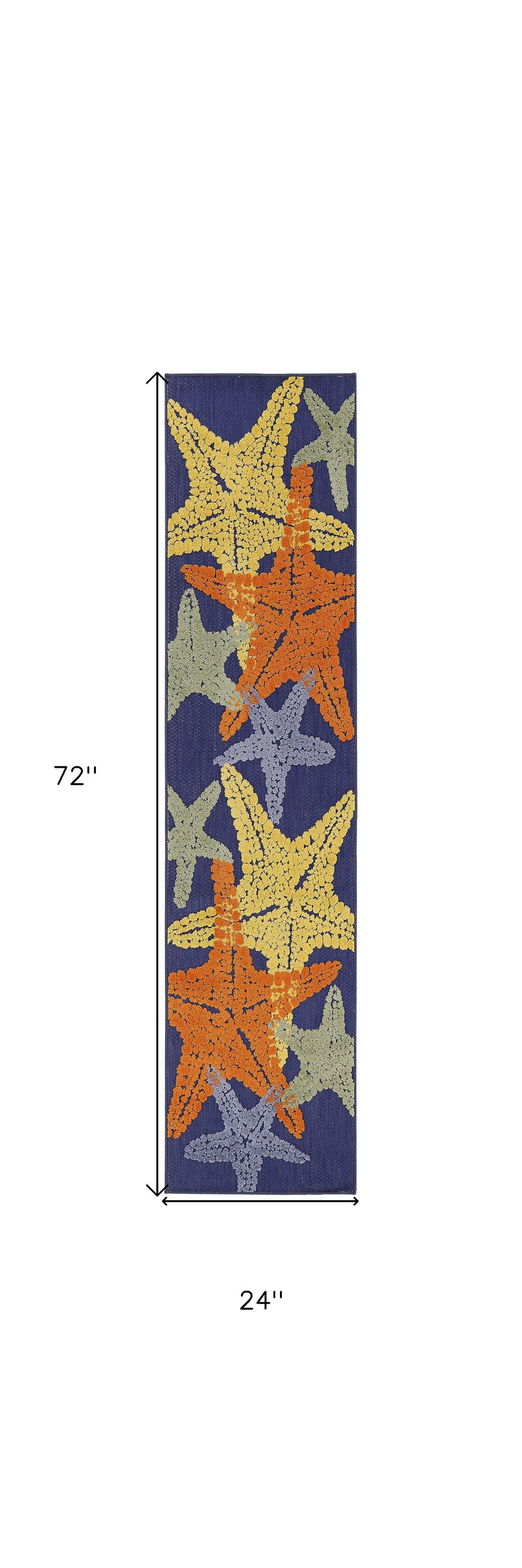 HomeRoots 6' Blue Yellow And Orange Starfish Indoor Outdoor Runner Rug image number 6
