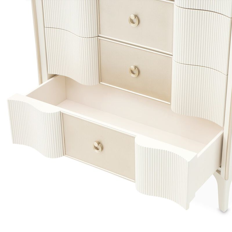 Michael Amini La Marisia 5-Drawer Chest - Creamy Pearl