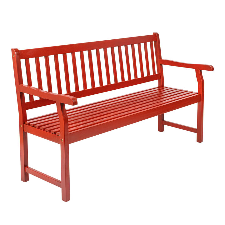 Laurel Slat-Back Acacia Wood Outdoor Garden Patio Bench