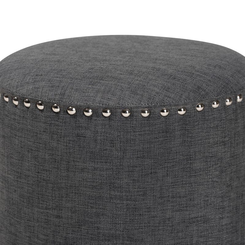 Baxton Studio Rosine Modern and Contemporary Fabric Upholstered Nail Trim Ottoman