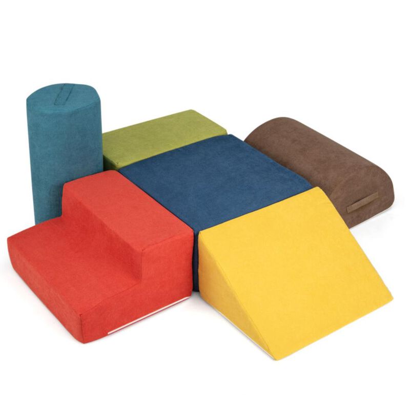 Hivvago 6-Piece Baby Climbing Blocks with 30D High-Density Foam and Carrying Handles