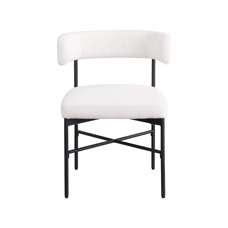 Meridian Furniture Rivage Cream Durable Linen Textured Fabric Dining Chair, Set of 2