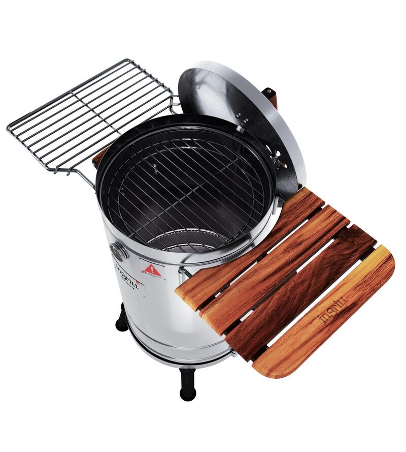 3-in-1 Stainless Steel Smoker Barrel Grill Premium &ndash; Portable Charcoal BBQ with Thermometer, 12 lbs Outdoor Cooking Smoker for Camping, Backyard & Home BBQ INGRILL image number 4