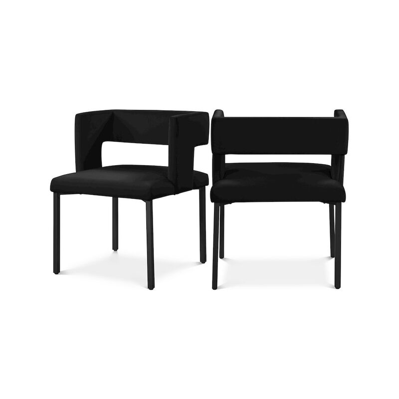 Meridian Furniture Caleb Black Velvet Dining Chair, Set of 2