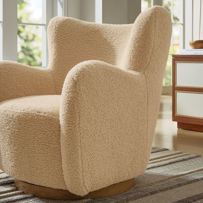 Montrose Wingback Sherpa Swivel Accent Chair image number 9