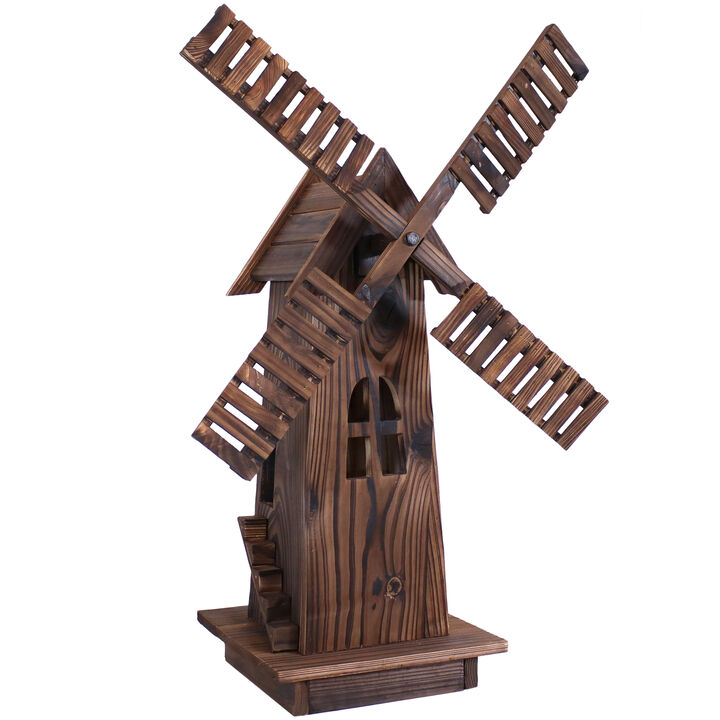 Sunnydaze Dutch Windmill Outdoor Decorative Wood Yard Art Statue - 39 in