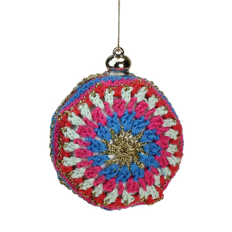 Multi-Color Knit Christmas Disc Ornament 4" (100mm) image number 2