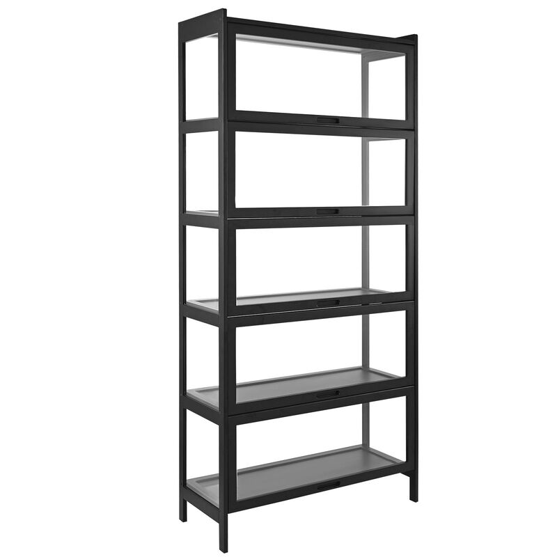 Wooden Display Cabinet with Acrylic Doors, 5-Tier Storage Shelf for Collectibles and Toys-Black image number 0