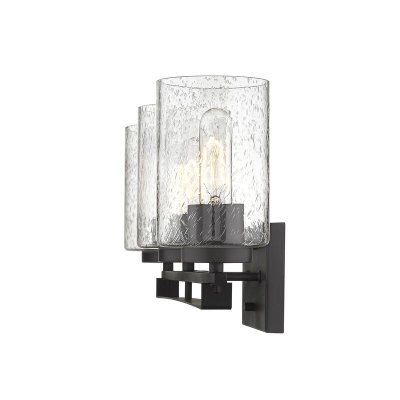 Hivvago Bronze Metal and Textured Glass Three Light Wall Sconce