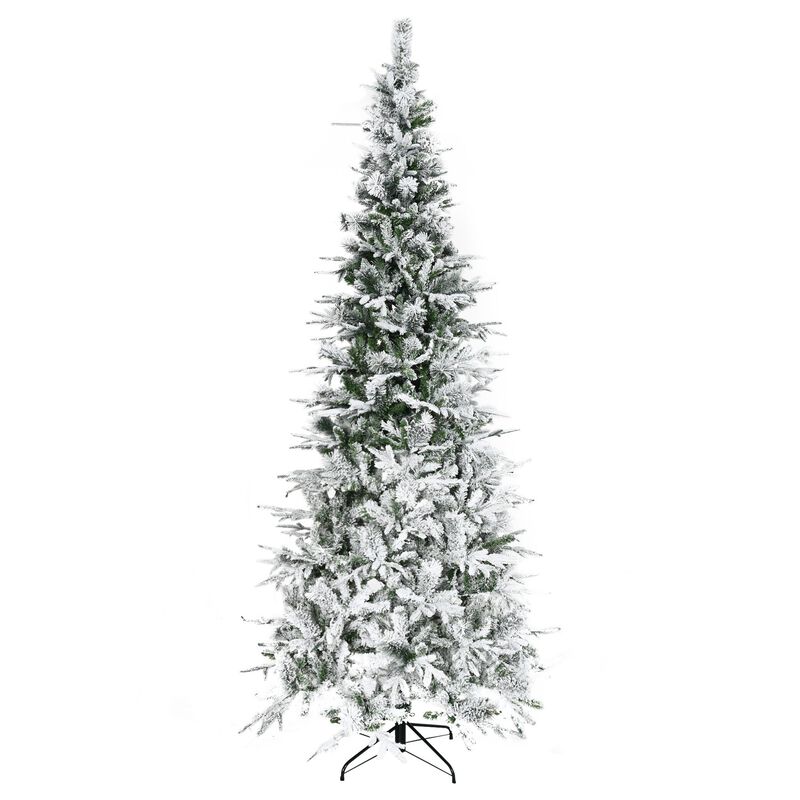 9 ft Unlit Snow Flocked Pine Artificial Christmas Tree with Realistic Branches and 1159 Tips