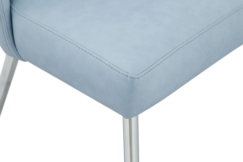 Meridian Furniture Logan Light Blue Vegan Leather Dining Chair, Set of 2 image number 5