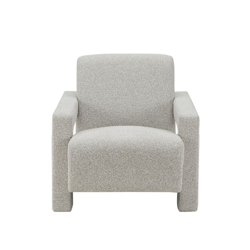 Cid Lily 28 Inch Accent Chair, Light Gray Polyester, Foam Cushions, Wood