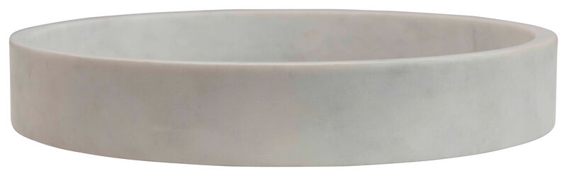 Minimalist Round Carved Marble Tray or Charcuterie Board, White image number 0