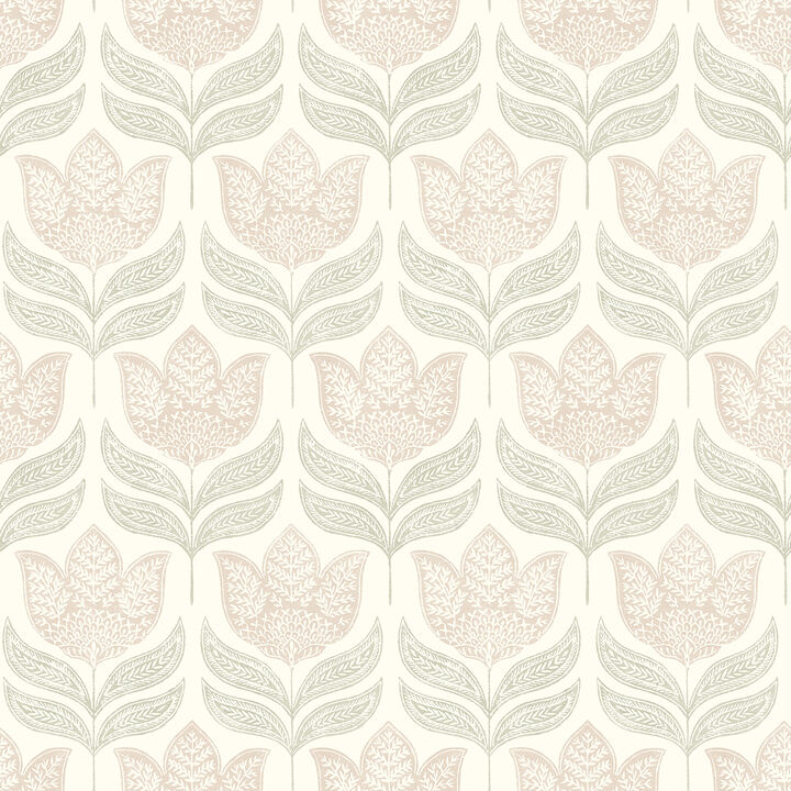 Cathal Blush Tulip Block Print Wallpaper