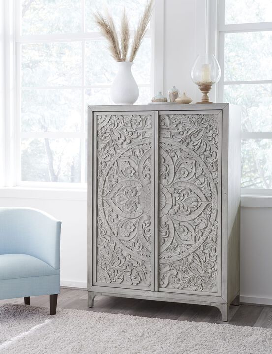 Boho Chic Wardrobe Chest in Washed White