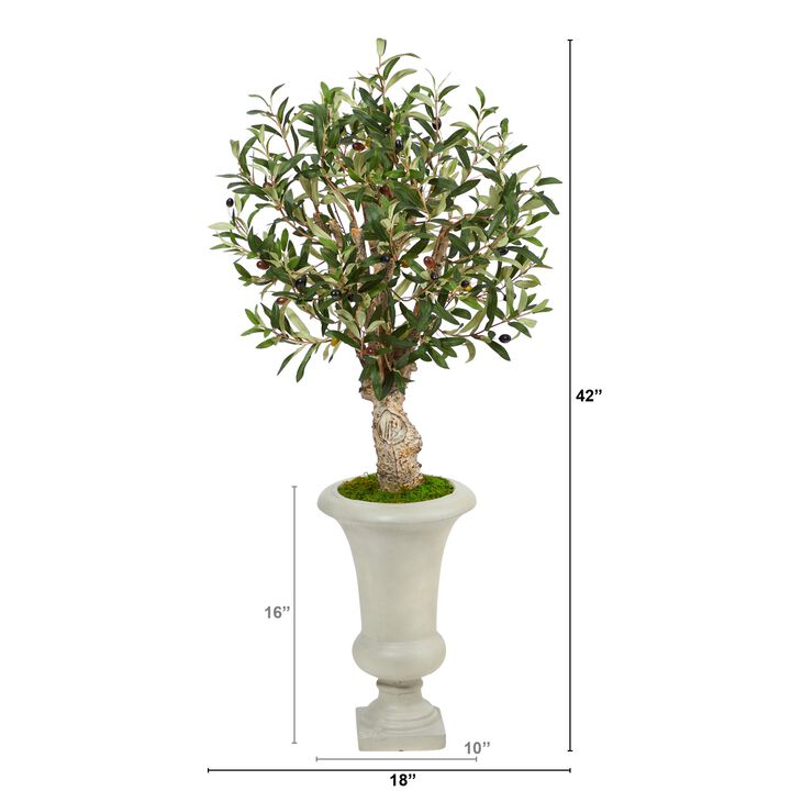 HomPlanti 3.5 Feet Olive Artificial Tree in Sand Colored Urn